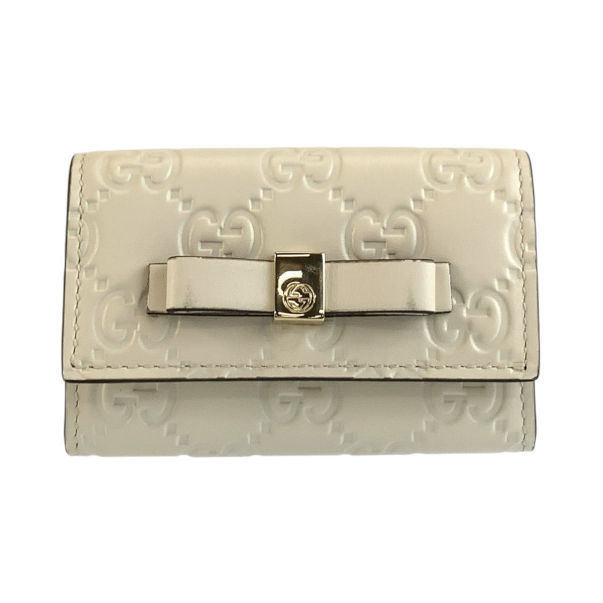 GUCCI グッチ グッチシマ アイボリー ゴールド金具 レザー 388682 キーケース 6連 レディース ABP21