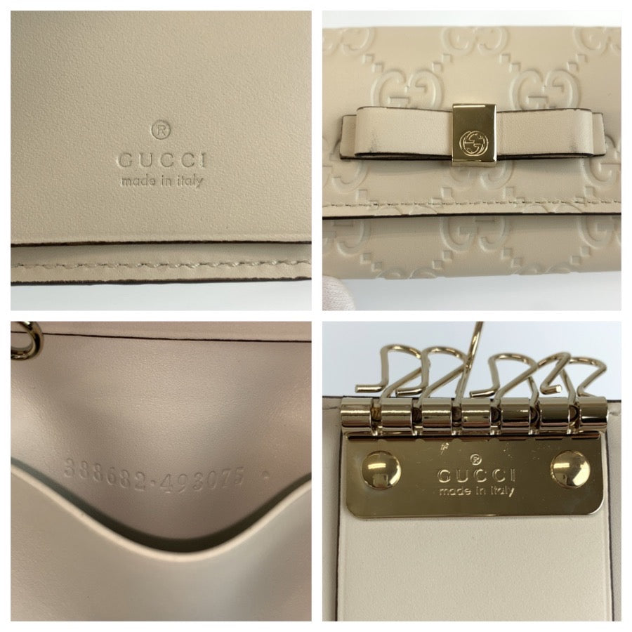 GUCCI グッチ グッチシマ アイボリー ゴールド金具 レザー 388682 キーケース 6連 レディース ABP21