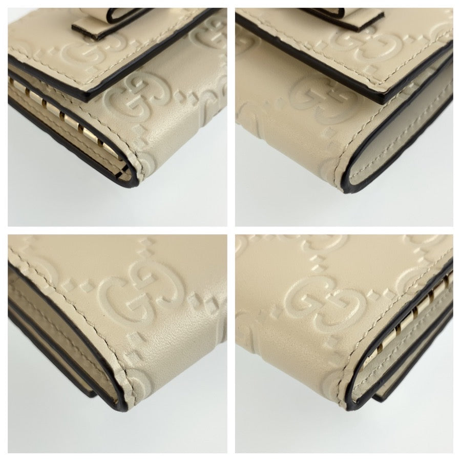 GUCCI グッチ グッチシマ アイボリー ゴールド金具 レザー 388682 キーケース 6連 レディース ABP21