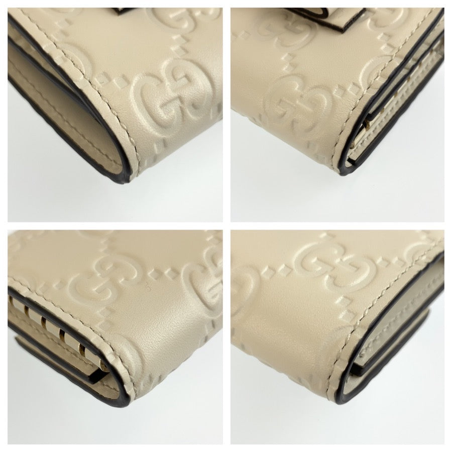 GUCCI グッチ グッチシマ アイボリー ゴールド金具 レザー 388682 キーケース 6連 レディース ABP21