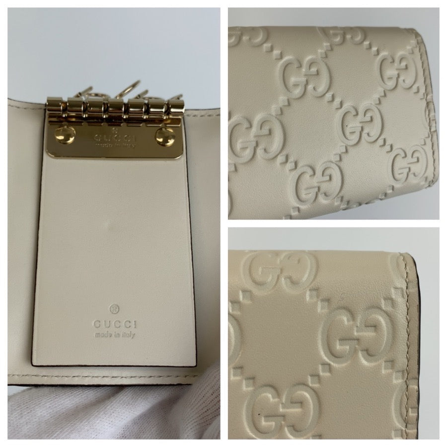 GUCCI グッチ グッチシマ アイボリー ゴールド金具 レザー 388682 キーケース 6連 レディース ABP21