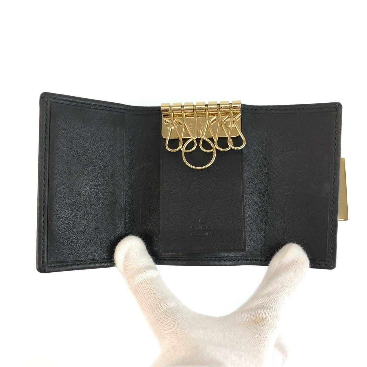 GUCCI グッチ ブラック 黒 ゴールド金具 GGキャンバス / レザー 212098 キーケース 6連 男女兼用 レディース A13