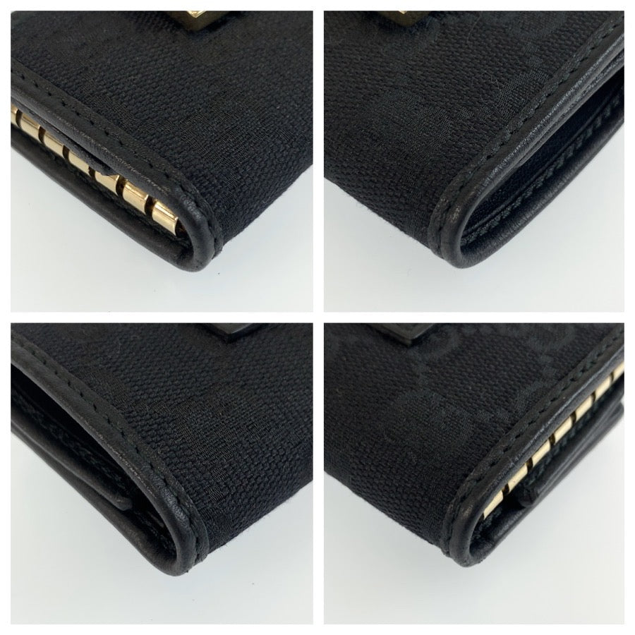 GUCCI グッチ ブラック 黒 ゴールド金具 GGキャンバス / レザー 212098 キーケース 6連 男女兼用 レディース A13
