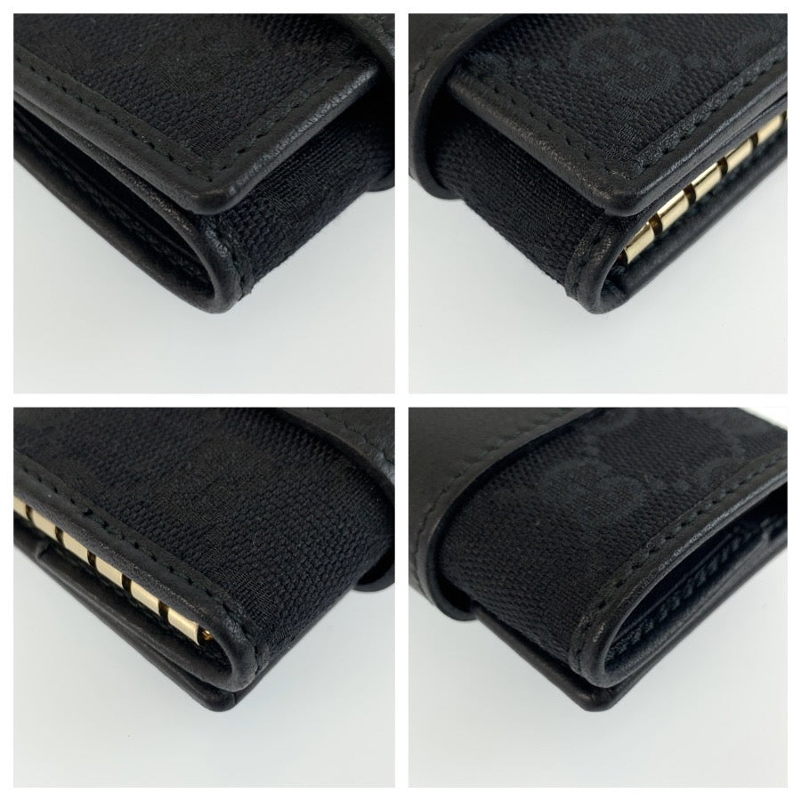 GUCCI グッチ ブラック 黒 ゴールド金具 GGキャンバス / レザー 212098 キーケース 6連 男女兼用 レディース A13