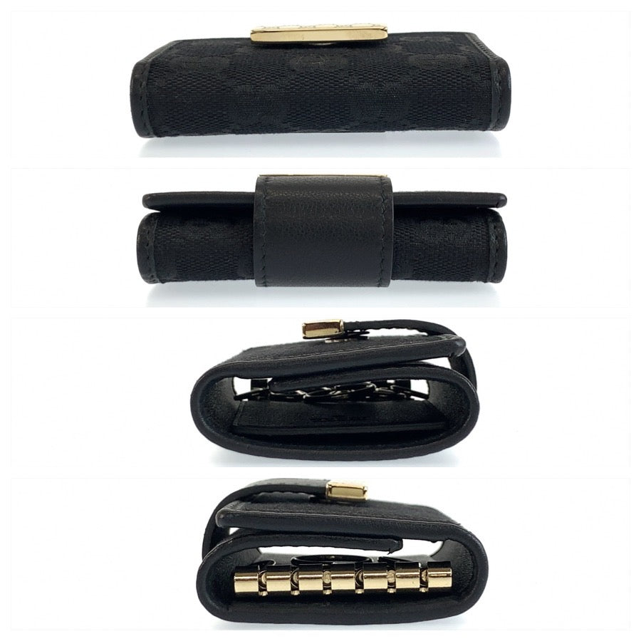 GUCCI グッチ ブラック 黒 ゴールド金具 GGキャンバス / レザー 212098 キーケース 6連 男女兼用 レディース A13