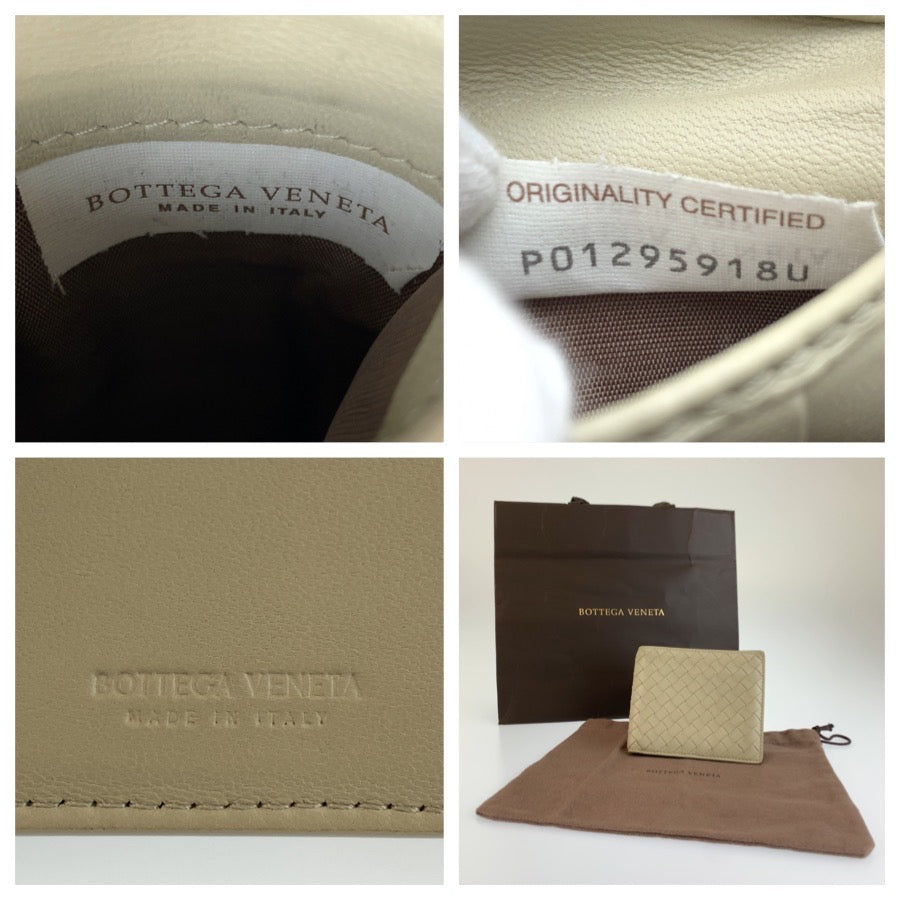 BOTTEGAVENETA ボッテガヴェネタ イントレチャート グレージュ レザー P01295918U 折り財布 コンパクトウォレット メンズ AB18
