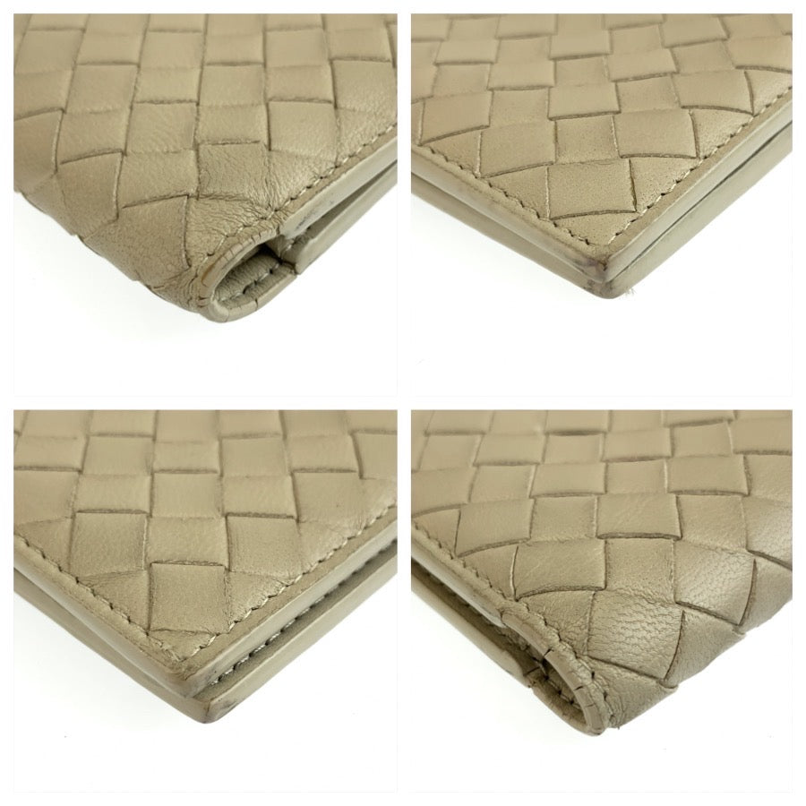 BOTTEGAVENETA ボッテガヴェネタ イントレチャート グレージュ レザー P01295918U 折り財布 コンパクトウォレット メンズ AB18