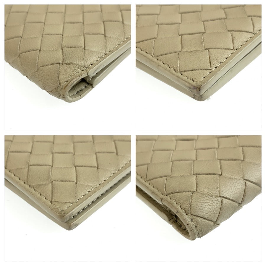 BOTTEGAVENETA ボッテガヴェネタ イントレチャート グレージュ レザー P01295918U 折り財布 コンパクトウォレット メンズ AB18