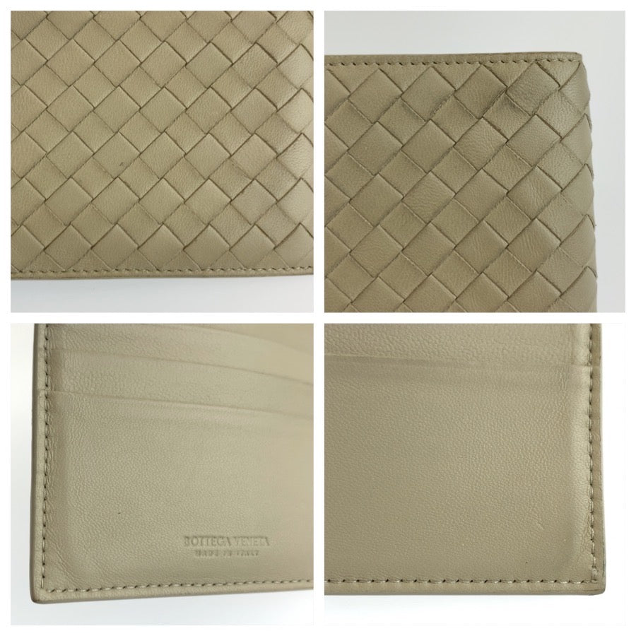 BOTTEGAVENETA ボッテガヴェネタ イントレチャート グレージュ レザー P01295918U 折り財布 コンパクトウォレット メンズ AB18