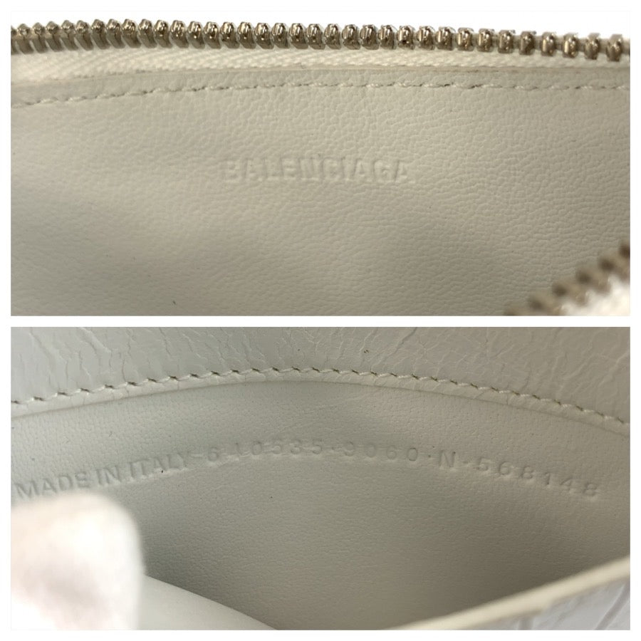 BALENCIAGA バレンシアガ Cash DIY METAL ホワイト シルバー金具 レザー 640535 コインケース カードホルダー フラグメントケース メンズ ABP24