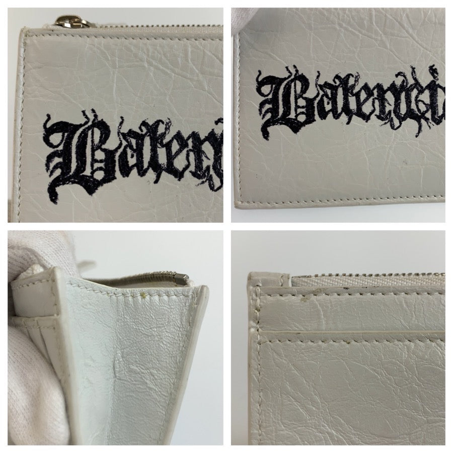 BALENCIAGA バレンシアガ Cash DIY METAL ホワイト シルバー金具 レザー 640535 コインケース カードホルダー フラグメントケース メンズ ABP24