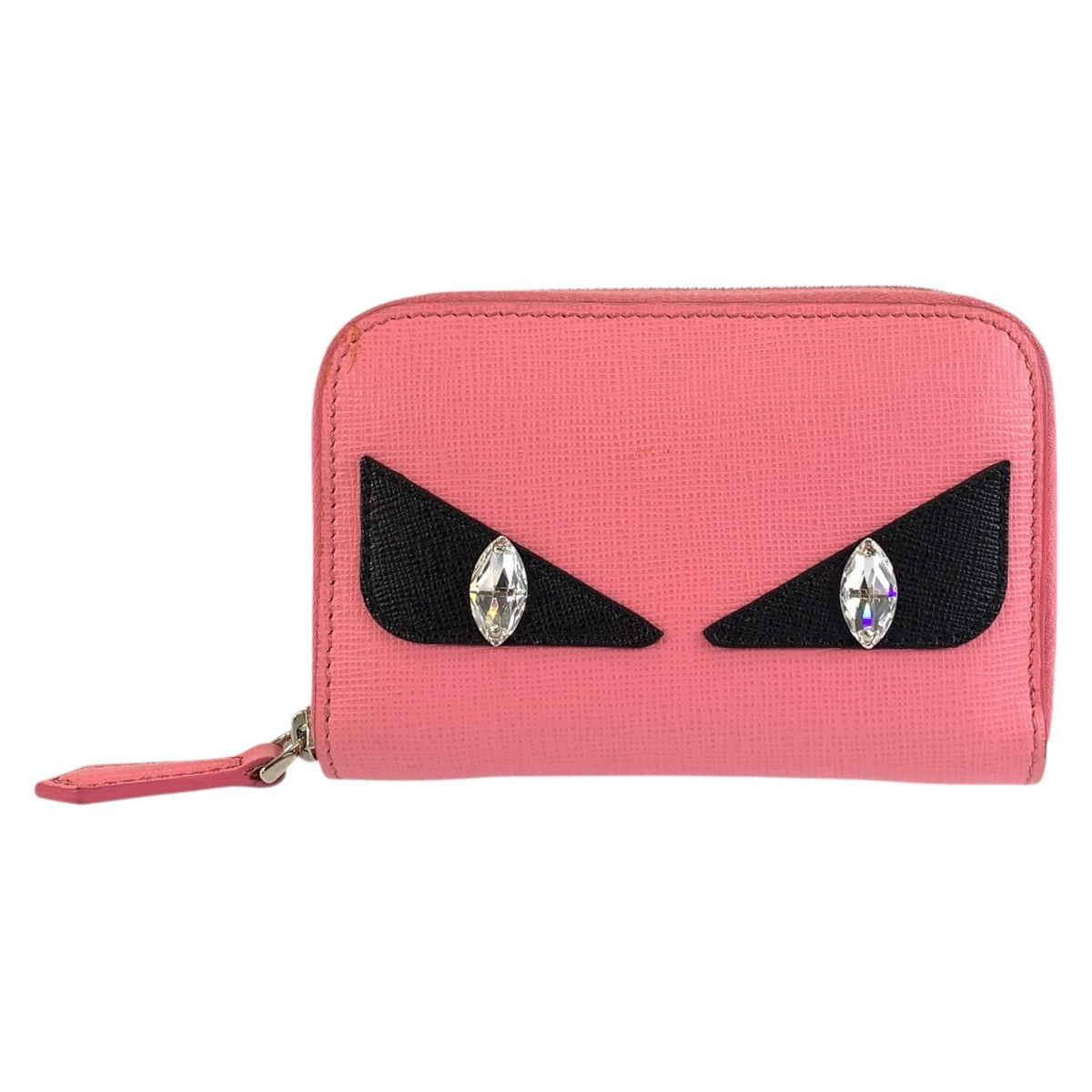 FENDI フェンディ モンスター ピンク シルバー金具 レザー 8M0313 コインケース カードケース レディース AB22