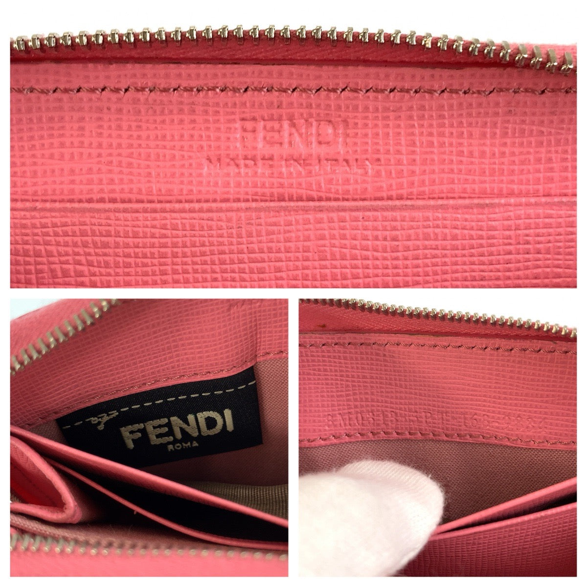FENDI フェンディ モンスター ピンク シルバー金具 レザー 8M0313 コインケース カードケース レディース AB22