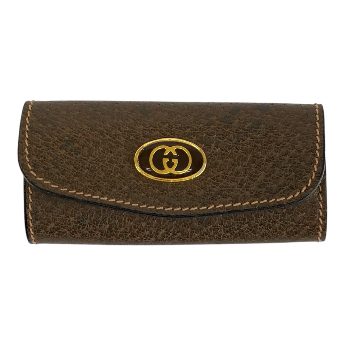 GUCCI グッチ ヴィンテージ オールドグッチ ブラウン ゴールド金具 レザー キーケース 3連 男女兼用 メンズ AB8