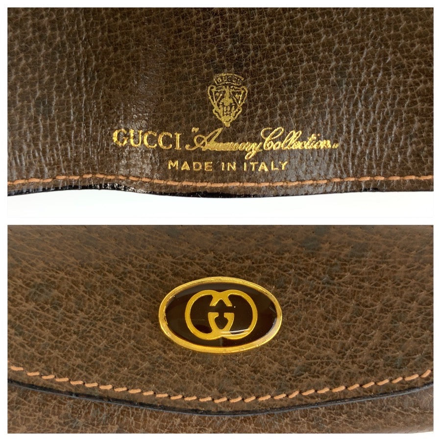 GUCCI グッチ ヴィンテージ オールドグッチ ブラウン ゴールド金具 レザー キーケース 3連 男女兼用 メンズ AB8
