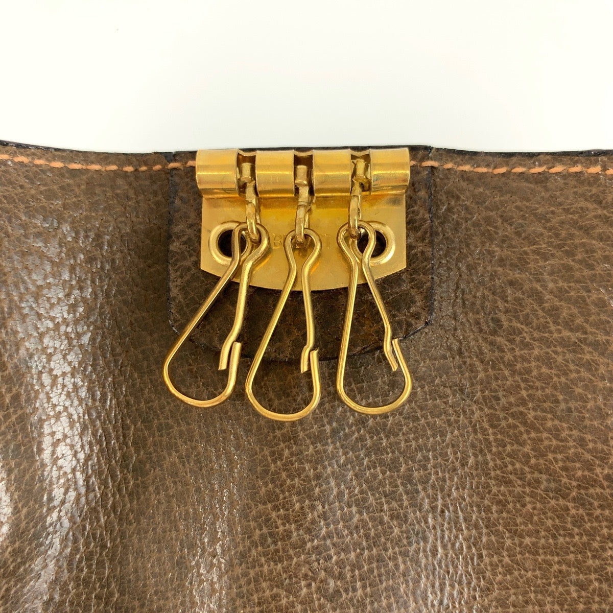 GUCCI グッチ ヴィンテージ オールドグッチ ブラウン ゴールド金具 レザー キーケース 3連 男女兼用 メンズ AB8