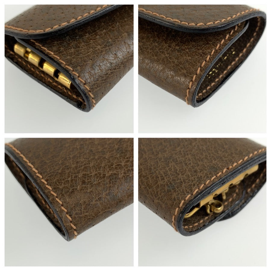 GUCCI グッチ ヴィンテージ オールドグッチ ブラウン ゴールド金具 レザー キーケース 3連 男女兼用 メンズ AB8