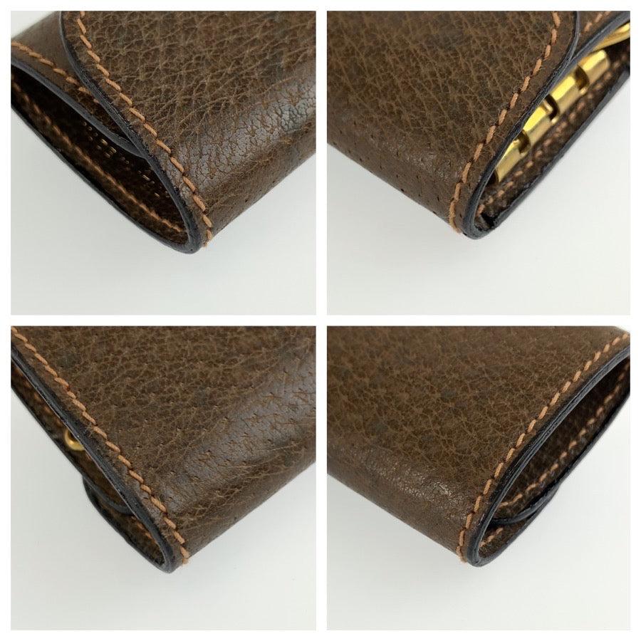 GUCCI グッチ ヴィンテージ オールドグッチ ブラウン ゴールド金具 レザー キーケース 3連 男女兼用 メンズ AB8