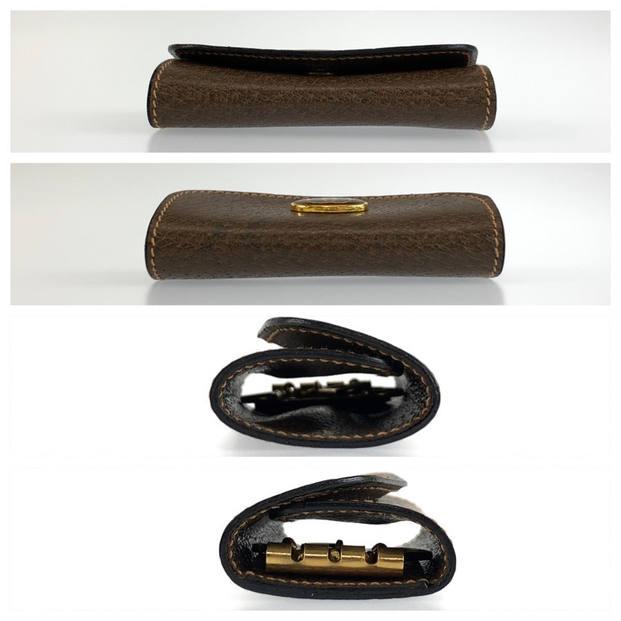 GUCCI グッチ ヴィンテージ オールドグッチ ブラウン ゴールド金具 レザー キーケース 3連 男女兼用 メンズ AB8