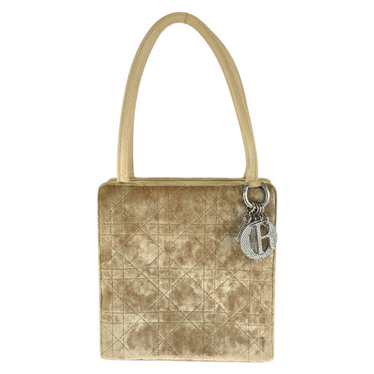 Dior ディオール レディ ディオール ベルベット・カナージュ ベージュ シルバー金具 ベルベット / スムースレザー ハンドバッグ レディース AB98