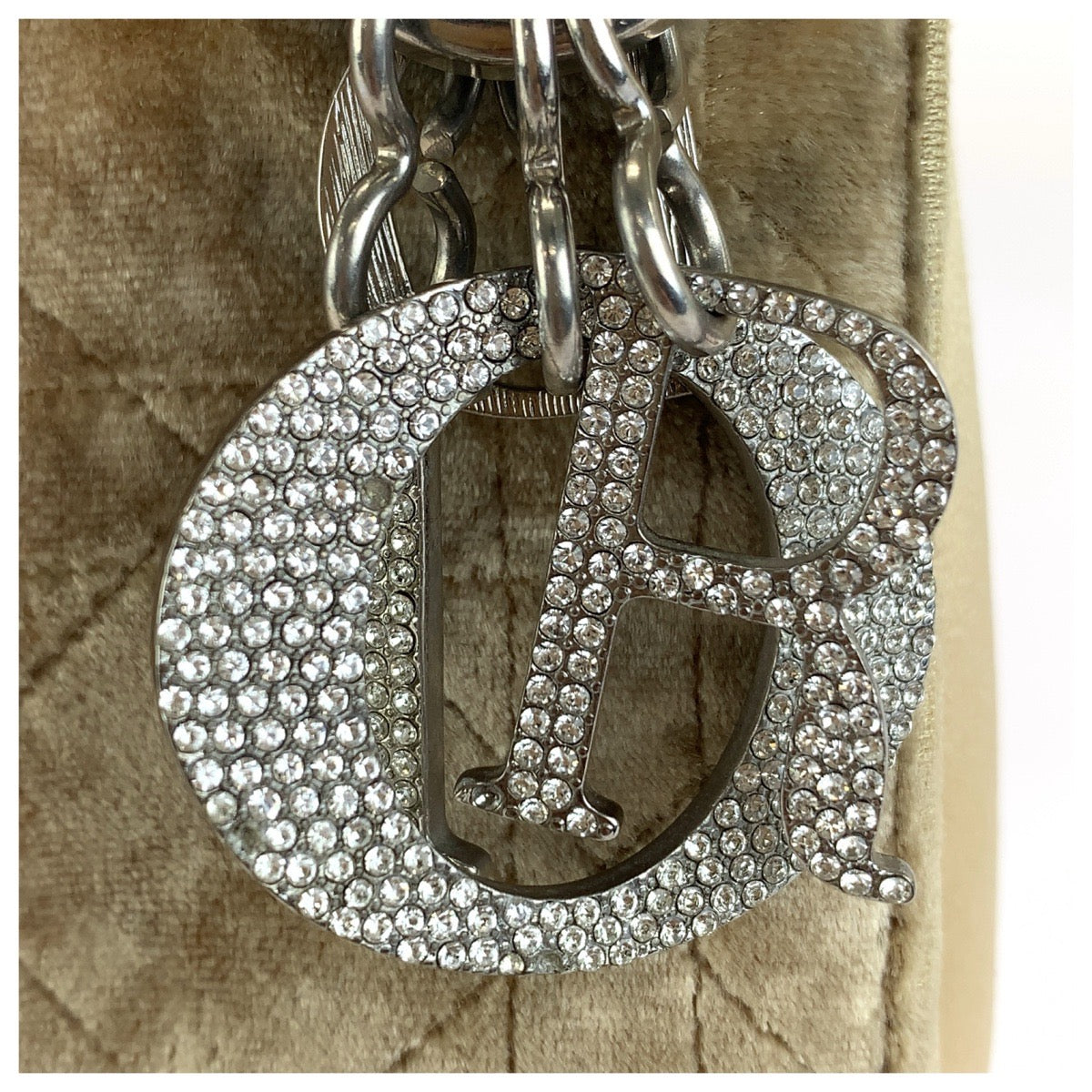 Dior ディオール レディ ディオール ベルベット・カナージュ ベージュ シルバー金具 ベルベット / スムースレザー ハンドバッグ レディース AB98