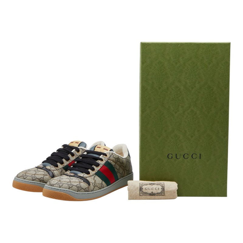 GUCCI グッチ GGスプリーム スクリーナー ベージュ PVC / レザー 674530 スニーカー サイズ8 1/2 メンズ SA