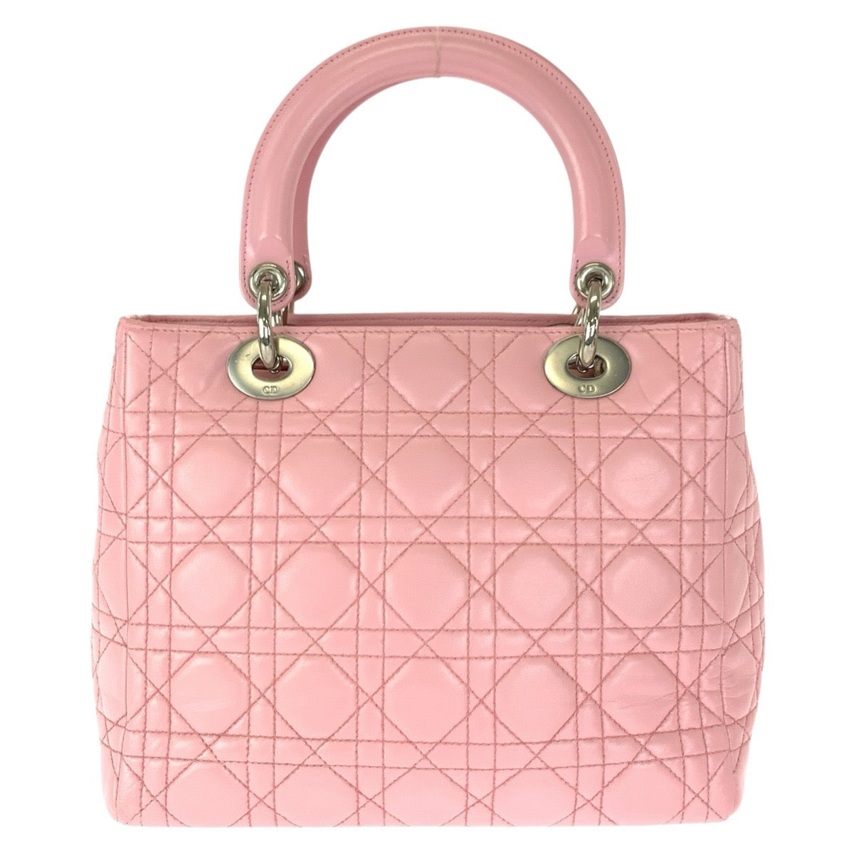 Dior ディオール カナージュ レディディオール ピンク シルバー金具 ラムスキン ハンドバッグ トートバッグ レディース B85
