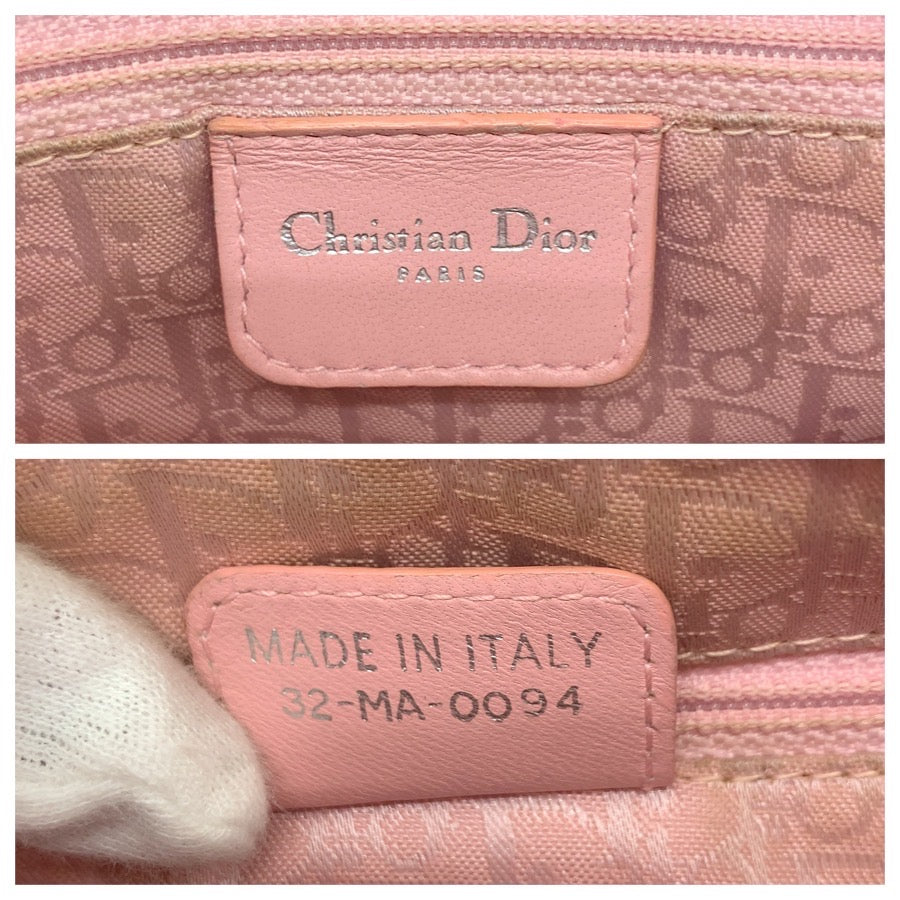 Dior ディオール カナージュ レディディオール ピンク シルバー金具 ラムスキン ハンドバッグ トートバッグ レディース B85