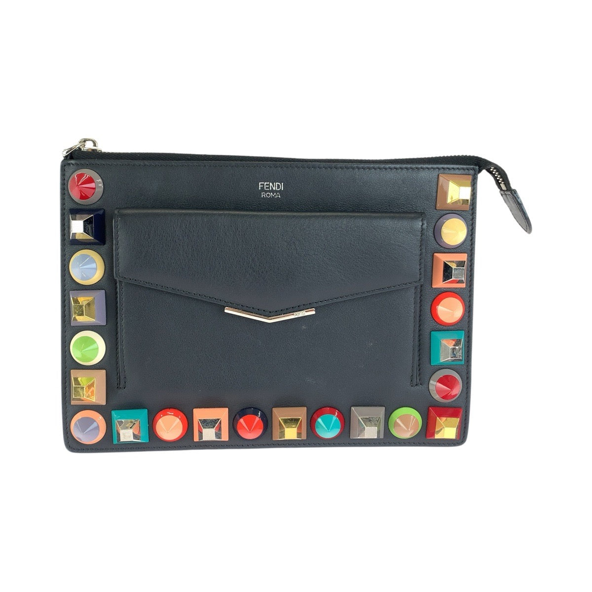FENDI フェンディ トゥージュール ブラック 黒 シルバー金具 レザー 8M0369-9DF クラッチバッグ セカンドバッグ レディース ABP34