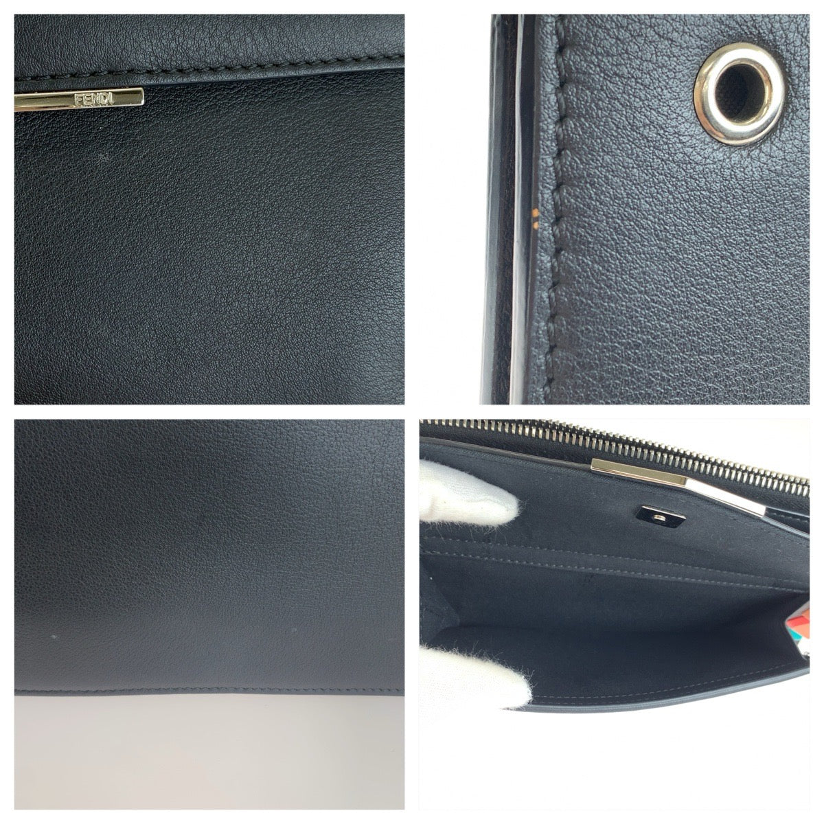 FENDI フェンディ トゥージュール ブラック 黒 シルバー金具 レザー 8M0369-9DF クラッチバッグ セカンドバッグ レディース ABP34
