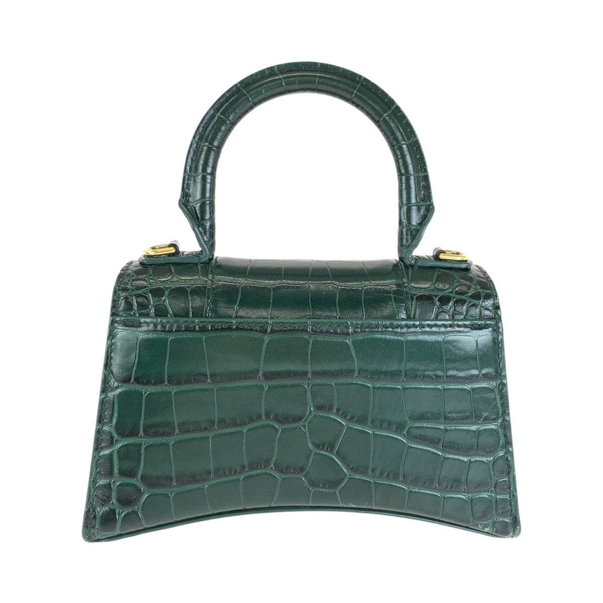 BALENCIAGA バレンシアガ アワーグラスXS 型押し グリーン ゴールド金具 レザー 592883 ハンドバッグ ショルダーバッグ 2WAY レディース ABP128