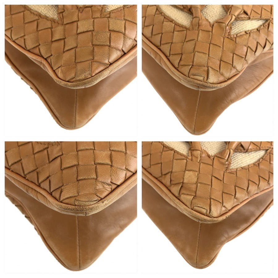 BOTTEGAVENETA ボッテガヴェネタ イントレチャート カットワーク ブラウン ゴールド金具 レザー 170023 VACG2 2572 ショルダーバッグ ポシェット レディース B48