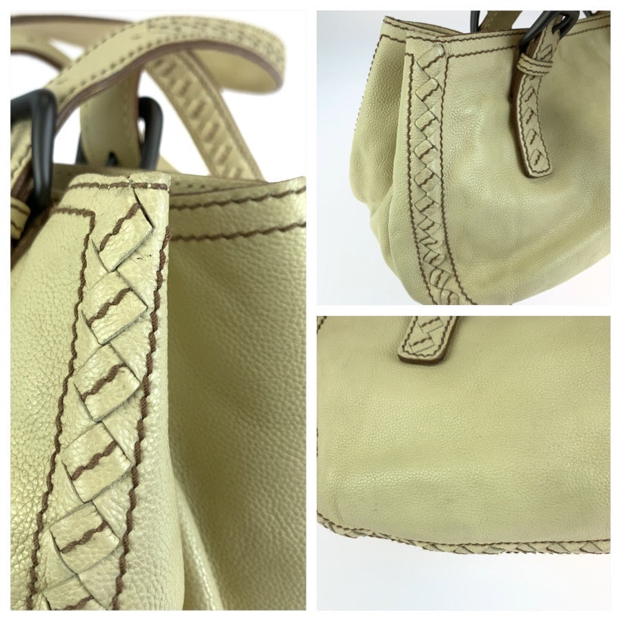 BOTTEGAVENETA ボッテガヴェネタ イントレチャート ベージュ アイボリー レザー 245322 ハンドバッグ トートバッグ レディース AB55
