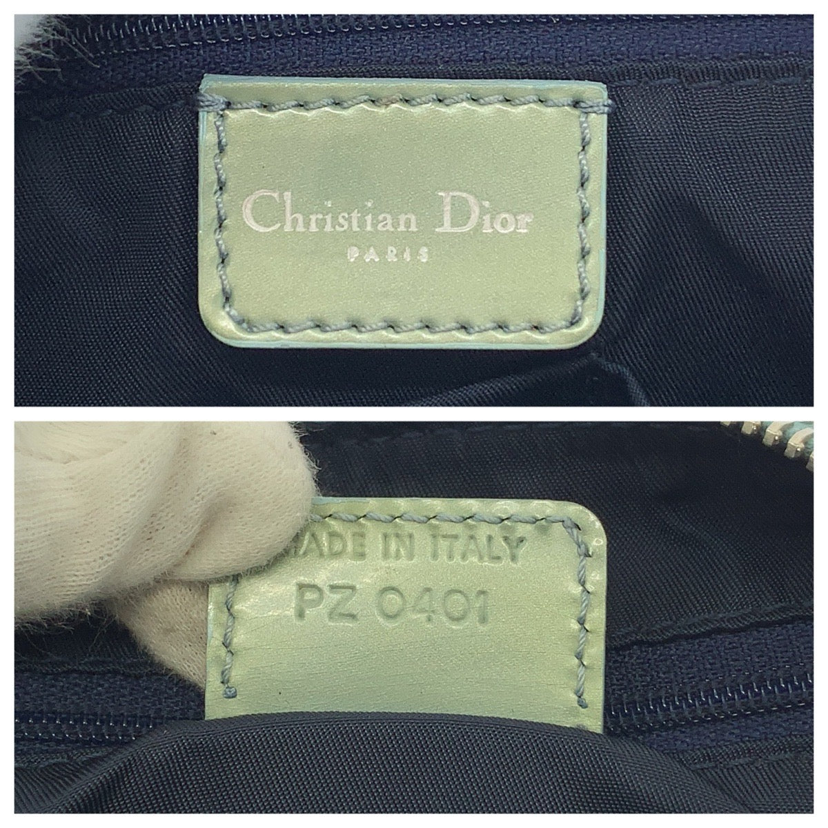 Christian Dior クリスチャンディオール ヴィンテージ 型押し ブルー ライトブルー シルバー金具 レザー / エナメル ハンドバッグ ミニボストンバッグ レディース AB80