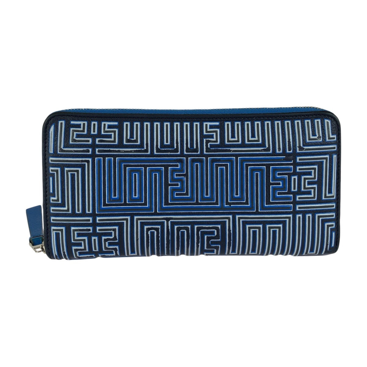 LOEWE ロエベ メイズ ジップアラウンド ブルー ネイビー シルバー金具 レザー 261918 長財布 ロングウォレット メンズ AB25