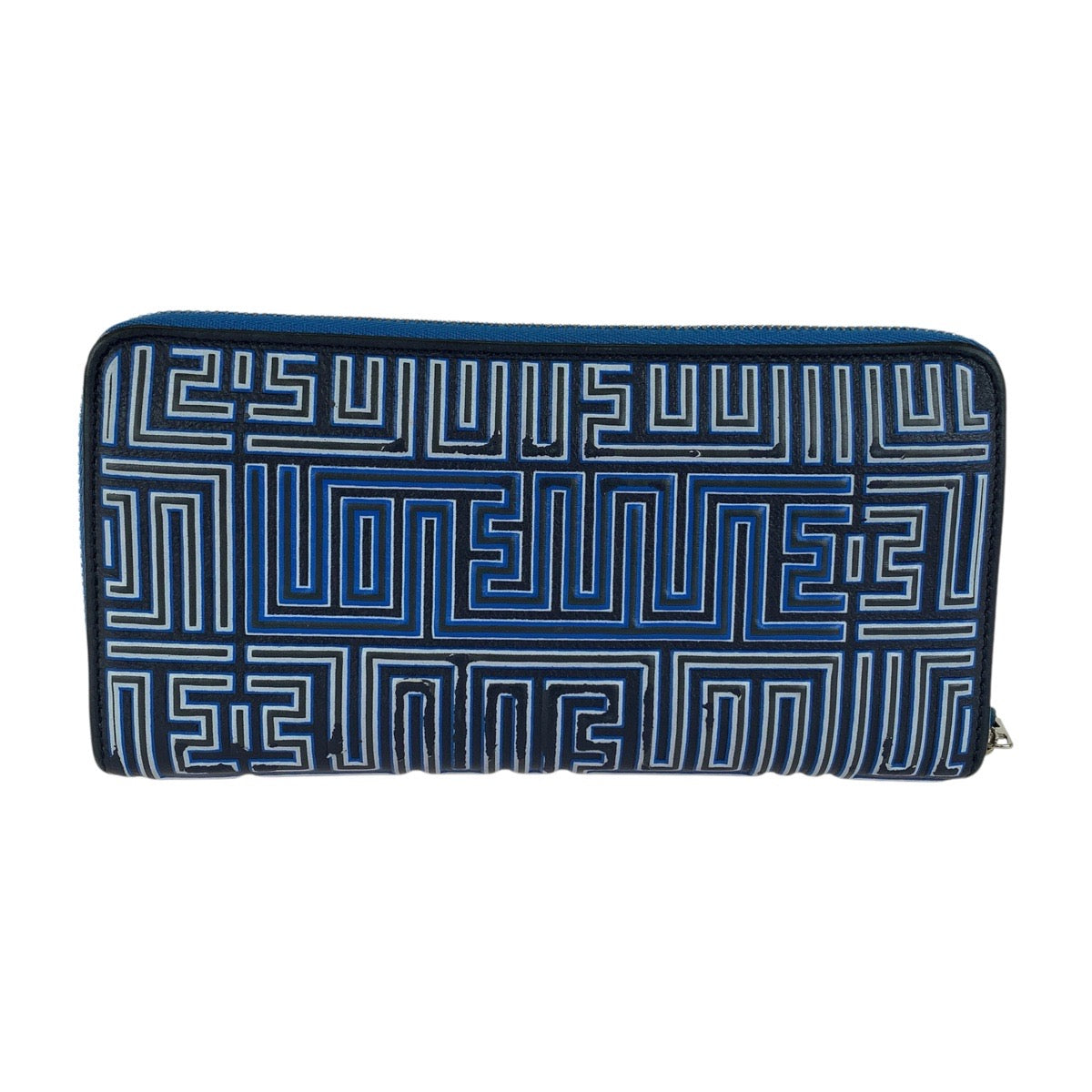 LOEWE ロエベ メイズ ジップアラウンド ブルー ネイビー シルバー金具 レザー 261918 長財布 ロングウォレット メンズ AB25