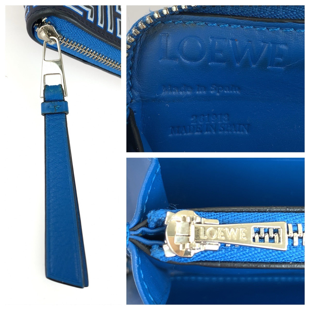 LOEWE ロエベ メイズ ジップアラウンド ブルー ネイビー シルバー金具 レザー 261918 長財布 ロングウォレット メンズ AB25
