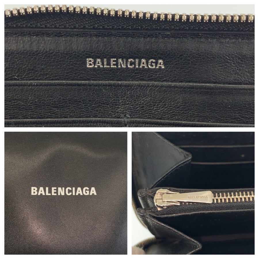 BALENCIAGA バレンシアガ キャッシュ コンチネンタル ブラック 黒 レザー 長財布 ロングウォレット メンズ AB16