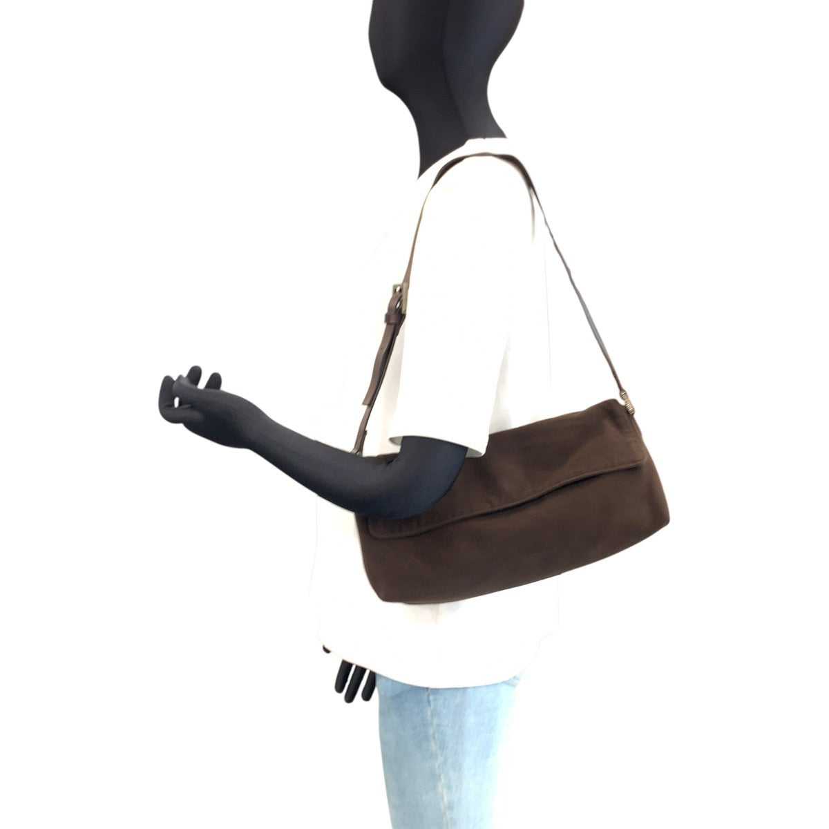 FENDI フェンディ ブラウン シルバー金具 ファブリック / レザー ショルダーバッグ レディース ABP40