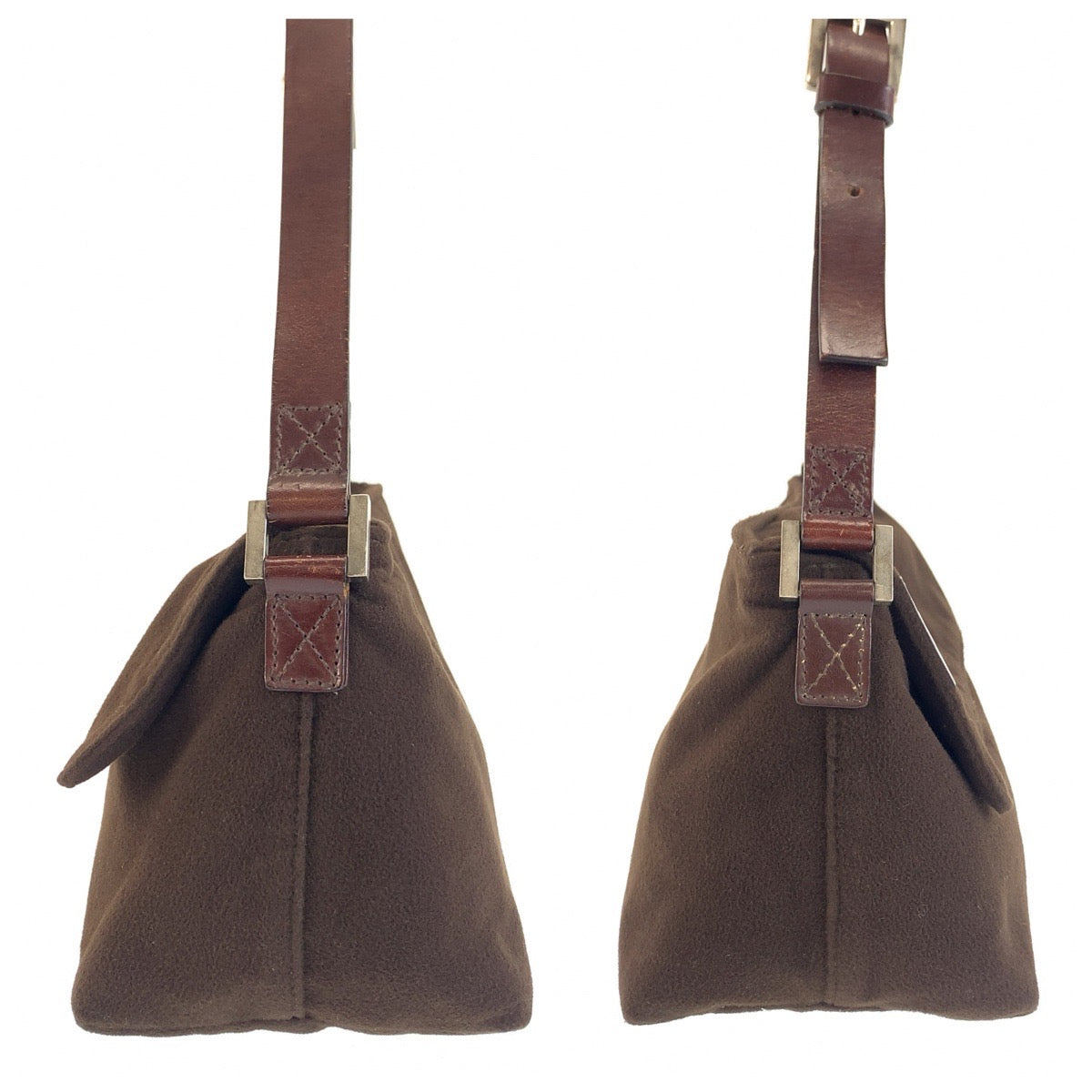 FENDI フェンディ ブラウン シルバー金具 ファブリック / レザー ショルダーバッグ レディース ABP40