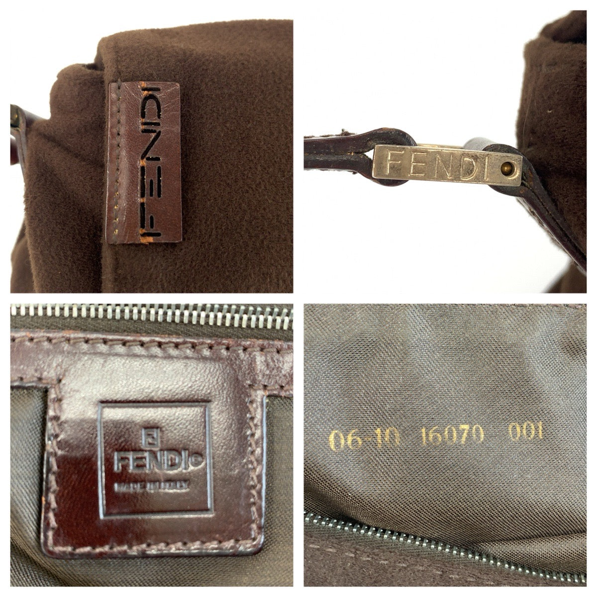 FENDI フェンディ ブラウン シルバー金具 ファブリック / レザー ショルダーバッグ レディース ABP40
