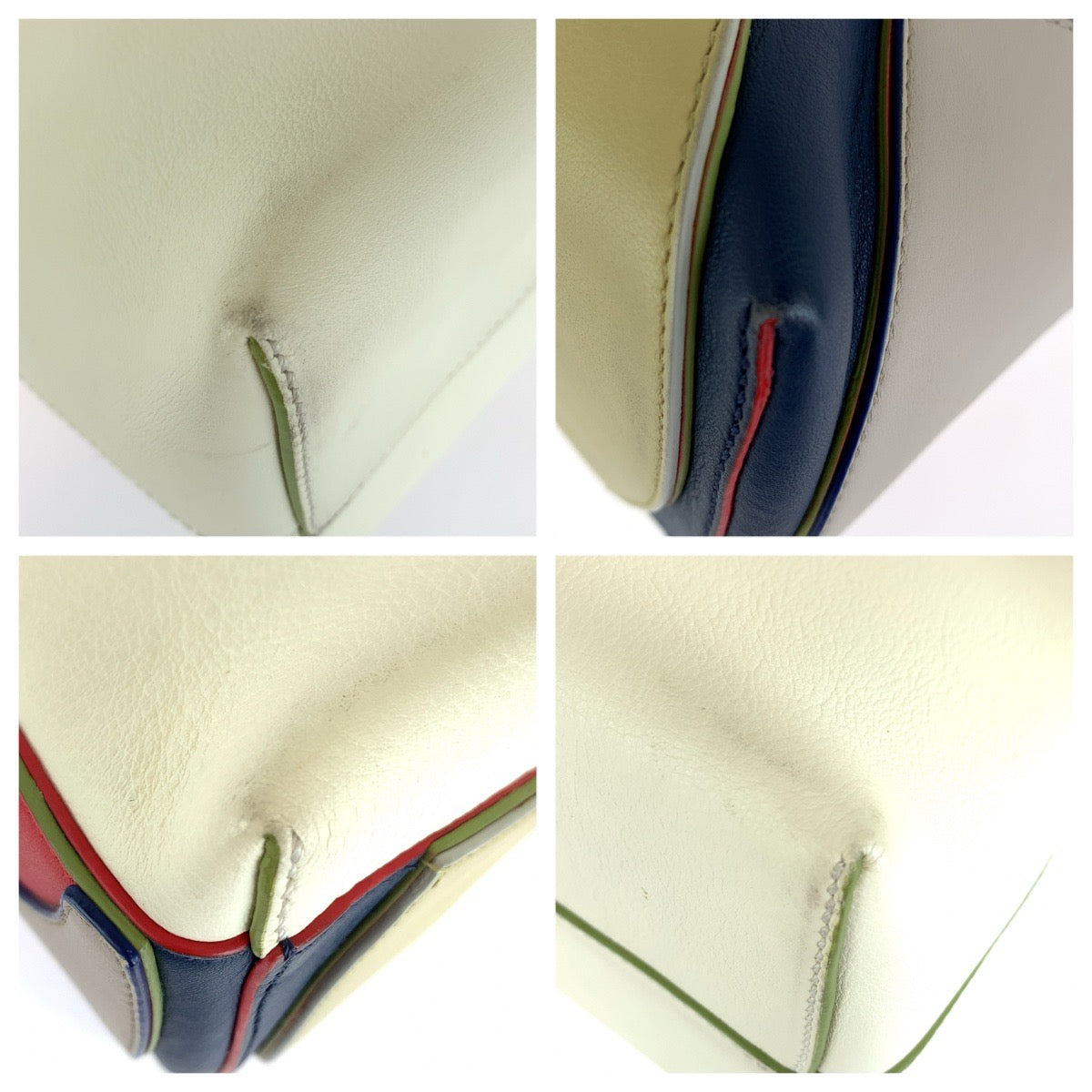FENDI フェンディ バイザウェイ ホワイト ブルー レッド シルバー金具 レザー 8BL124-5C4 ショルダーバッグ ハンドバッグ 2WAY レディース AB98
