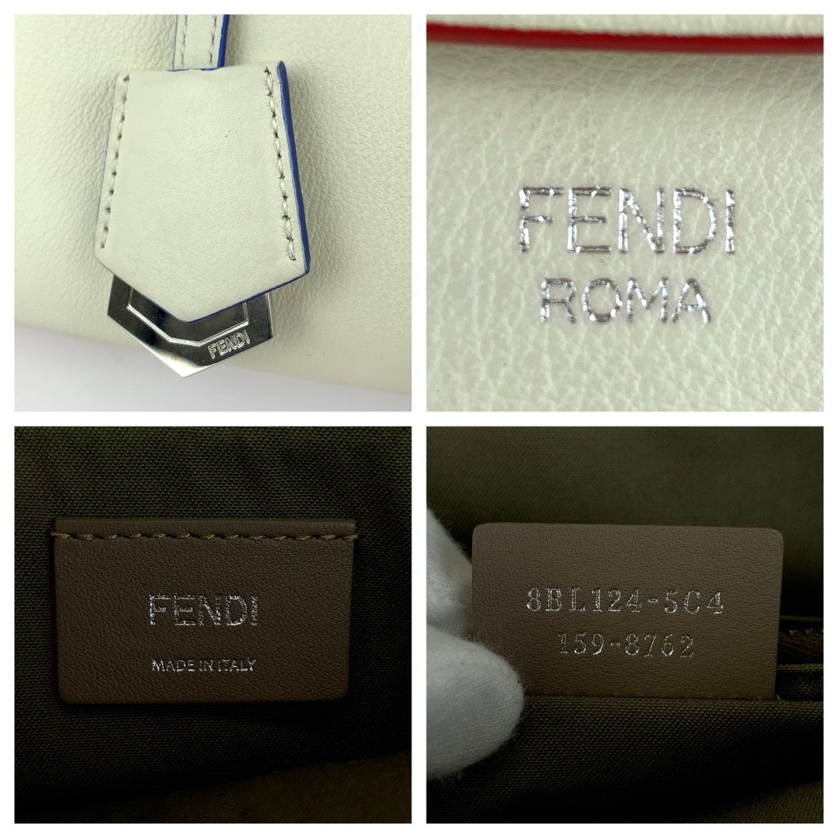 FENDI フェンディ バイザウェイ ホワイト ブルー レッド シルバー金具 レザー 8BL124-5C4 ショルダーバッグ ハンドバッグ 2WAY レディース AB98
