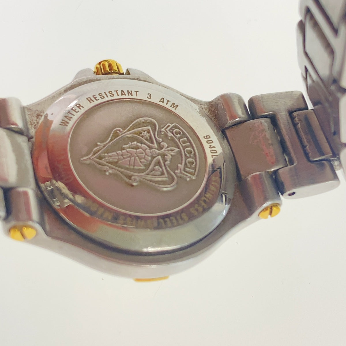 GUCCI グッチ ヴィンテージ ゴールド シルバー メタル 9040l 腕時計 クオーツ レディース ABP19