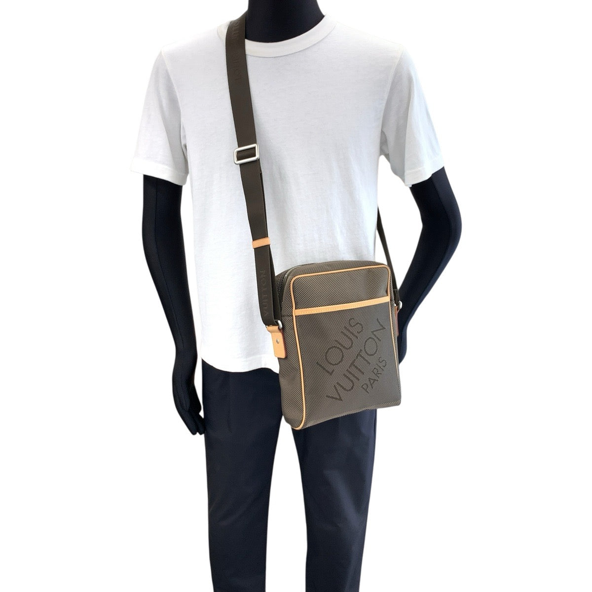 LOUIS VUITTON ルイヴィトン ダミエ・ジェアン シタダン カーキ シルバー金具 ナイロン / レザー M93040 ショルダーバッグ メンズ ABP49
