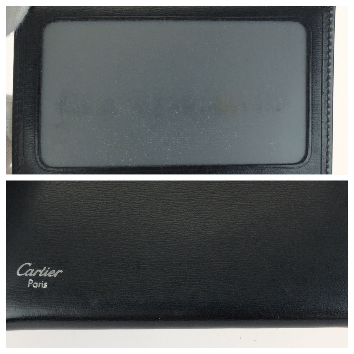 CARTIER カルティエ パシャ ブラック 黒 シルバー金具 レザー カードケース 名刺入れ メンズ ABP16