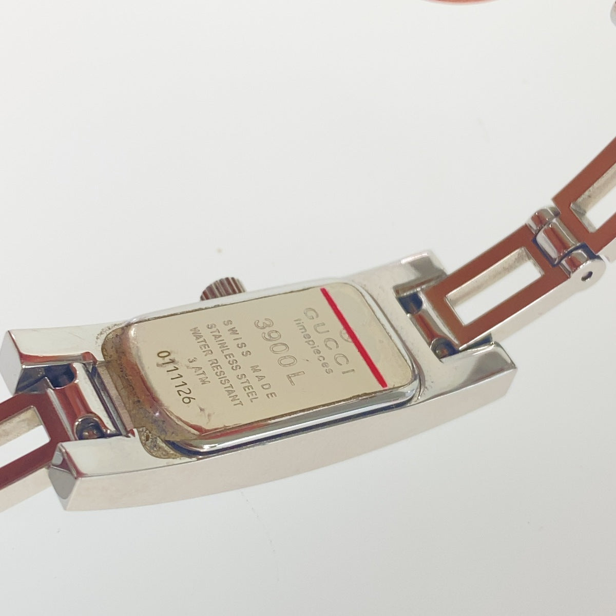 GUCCI グッチ ヴィンテージ シルバー ステンレススチール 3900L 腕時計 クオーツ シルバー文字盤 レディース AB22