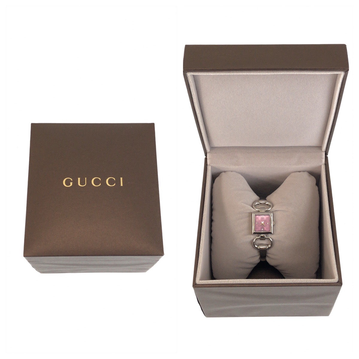 GUCCI グッチ ホースビット トルナヴォーニ パープル シルバー金具 ステンレススチール 120 腕時計 クオーツ パープル文字盤 レディース AB33