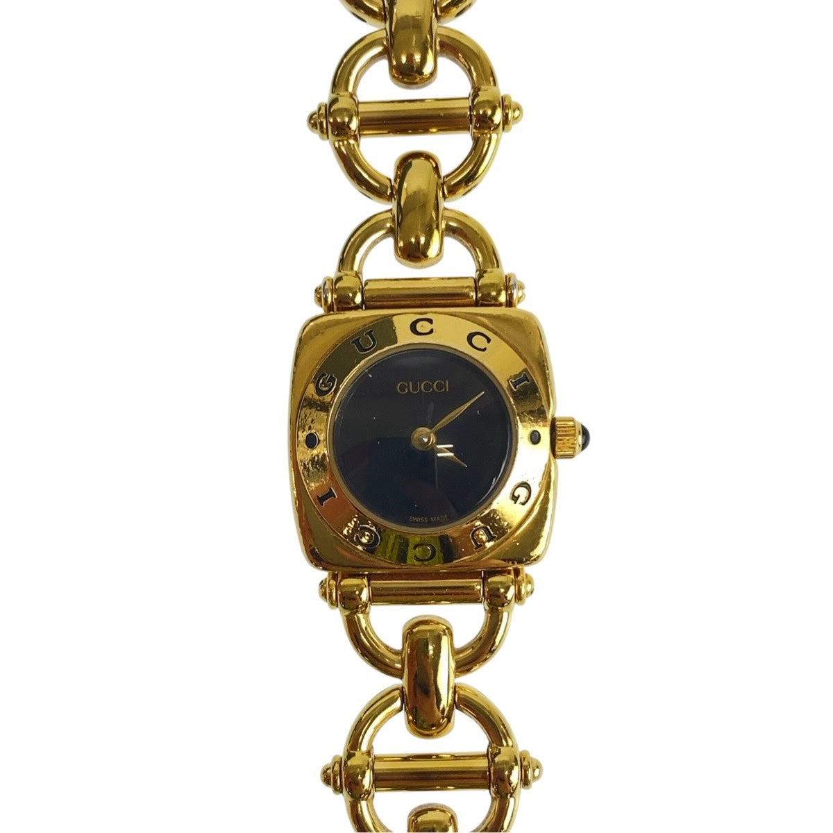 GUCCI グッチ ホースビット ブレスウォッチ ブラック 黒 ゴールド金具 ステンレススチール 6400L 腕時計 クオーツ ブラック文字盤 レディース ABP38