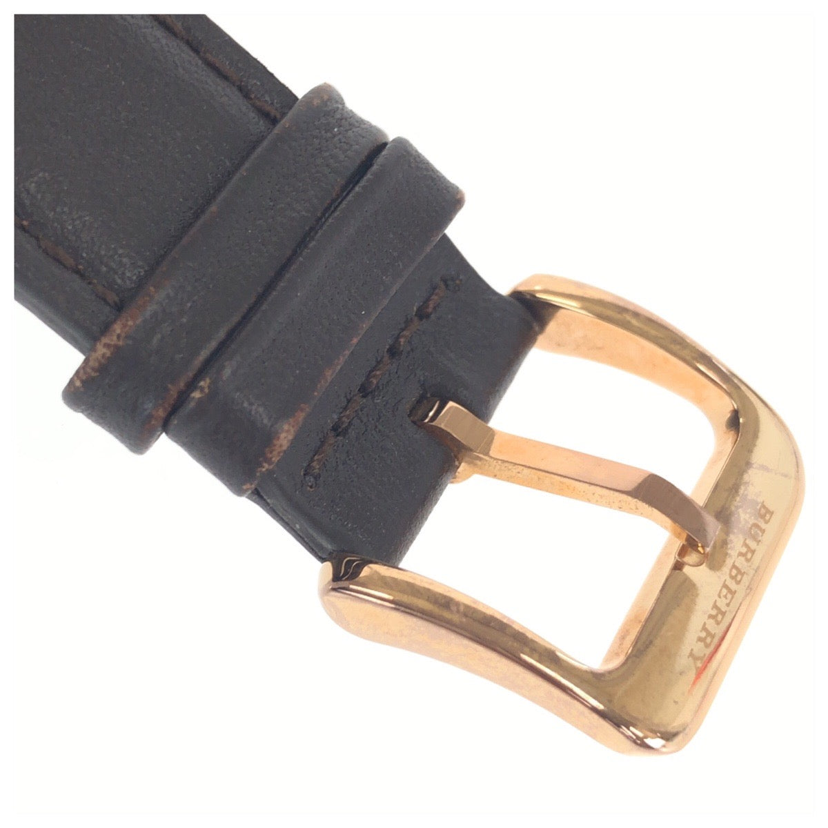 BURBERRY バーバリー ザ・クラシック チェック柄 ブラウン ローズゴールド金具 ステンレススチール / レザー / サファイアクリスタル BU10012 腕時計 50M/165FEET刻印 クオーツ ダークブラウン文字盤 メンズ ABP28